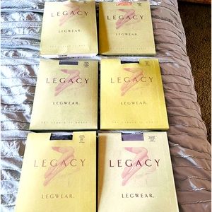 NWOT (6) Women’s Legacy Pantyhose in size E, control tops, assorted colors